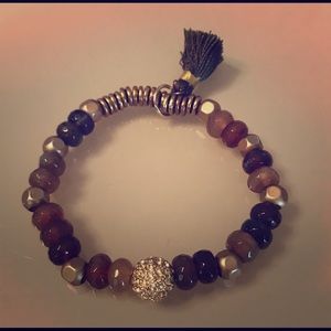 Tasseled, beaded stretch bracelet